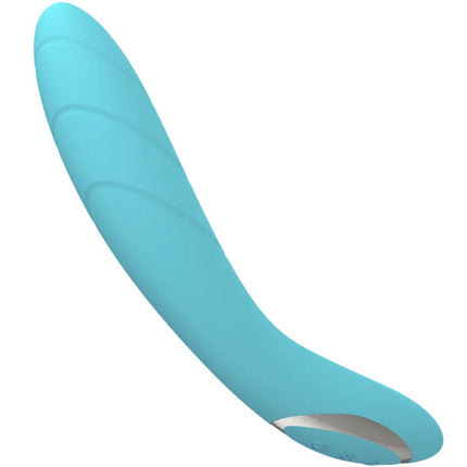 Ein geschmeidiger hellblauer silikon-vibrator arromy elizabeth blauer mit flexibler form und strukturierten rillen