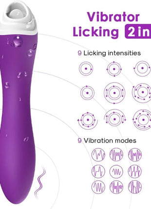 Fairyland leckender lila 2-in-1 vibrator mit neun leckintensitäten und neun vibrationsmodi, ergonomisch gestaltet
