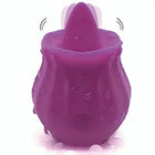Purple silikon rosengeformter vibrator armony mit zunge texturierter glänzender oberfläche und wassertropfen