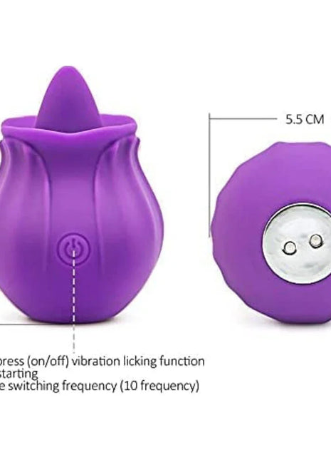Pinker silikon vibrator in rosenform mit silbernem bedienfeld und zwei tasten aronomy fig-vibrator mit zunge