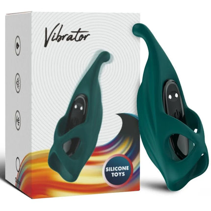 Armony fingerstimulator und vibrator grün aus teal silikon mit schlankem, gebogenem design und schwarzem bedienfeld