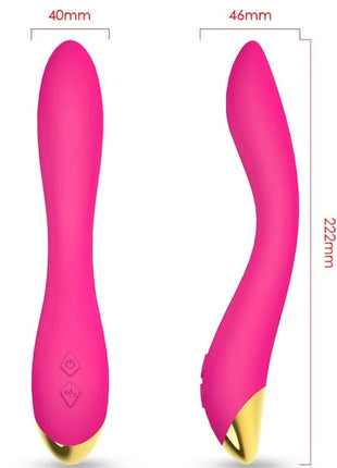 Vibrationsspielzeug harmony flamingo in pink und gold aus silikon mit ergonomischen kurven und zwei bedientasten