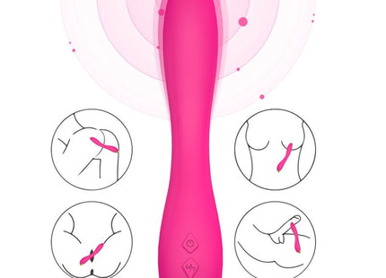 Vibranter pinker silikon-körperstab harmony flamingo vibrator multiposition fuchsia mit goldfarbener spitze und zwei steuerknöpfen