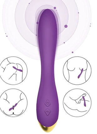 Armonyl flamingo vibrator multiposition lila aus lila silikon mit goldfarbener spitze und zwei bedientasten
