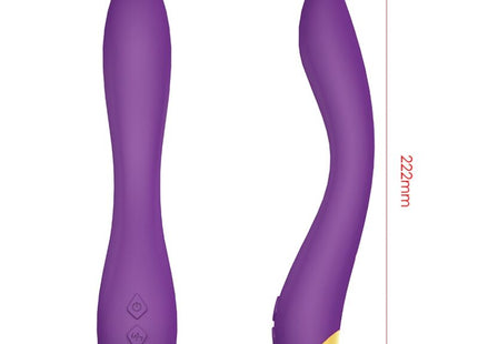 Lila und goldfarbene silikon-vibratoren harmony flamingo mit ergonomischen kurven, knopfe für power und moduswahl