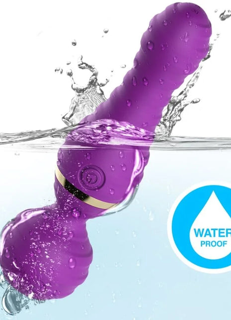 Armony Freedo wasserdichter vibrator klein lila mit goldfarbenem Akzentband und strukturierter Oberfläche