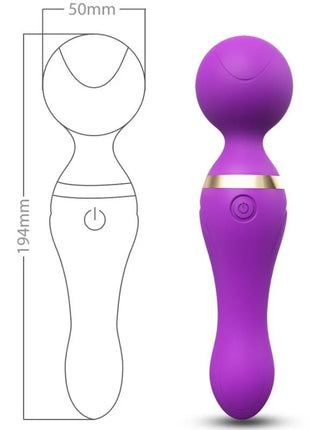 Lila silikonvibrator wand mit super flexiblem kopf und goldfarbenem einschaltknopfband von Armony Freeza Massager