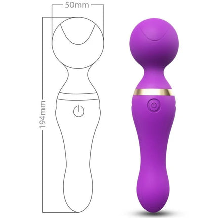 Lila silikonvibrator wand mit super flexiblem kopf und goldfarbenem einschaltknopfband von Armony Freeza Massager