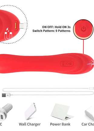 ARMONY - G-PUNKT- UND KLITORIS-STIMULATOR-VIBRATOR MIT OSZILLIERENDER ZUNGE ROT