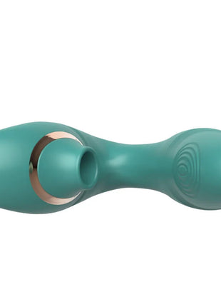 Teal flexibler silikon sauger armorny mit roségold metallring und geprägtem kreismuster am ende
