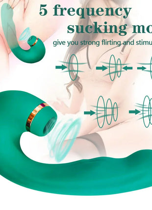 Teal silikon saugspielzeug mit goldakzent und gebogenem design armoNY grüner flexibler vibrator und sauger
