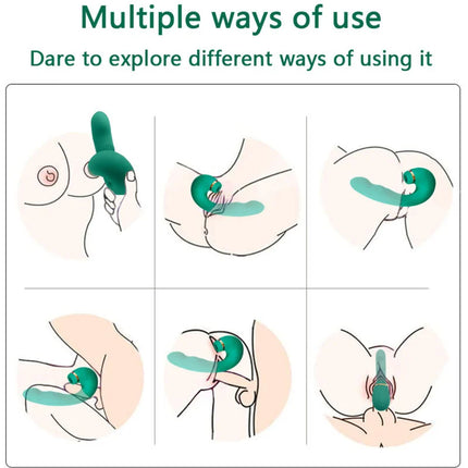 Grüner flexibler vibrator aus silikon mit gebogener, verjüngter form und strukturierter oberfläche von armony