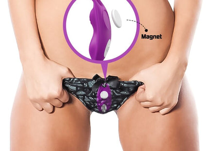 Lila Armony Honeybee tragbares Höschentoy vibrator aus silikon mit weißem magnet am fuß für G-Punkt fernbedienung