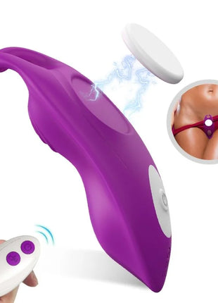 Lila silikon fernbedienbarer g punkt vibrator harmony honeybee mit weißer kreisförmiger basis und fernbedienung