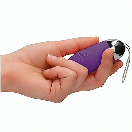 Violettes silikon vibrierendes ei von armony mit metallischem silberkopf und metallkette mit fernbedienung