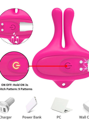 ARMONY - KANINCHENFORM VIBRATION MAGNETISCHE NIPPELKLEMMEN ROSA