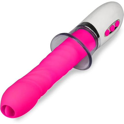 Rosa silikon vibrierender wand mit weißem griff und drei rosa tasten für armony liberty vibrator und stiefen mit der zunge