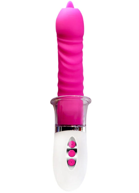 Pink silikon vibrator arcony liberty mit weißer basis und drei pinken tasten für flexible anwendung