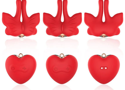 ARMONY - MAGNETISCHE NIPPELKLEMMEN MIT VIBRATION SCHMETTERLINGSFORM ROT
