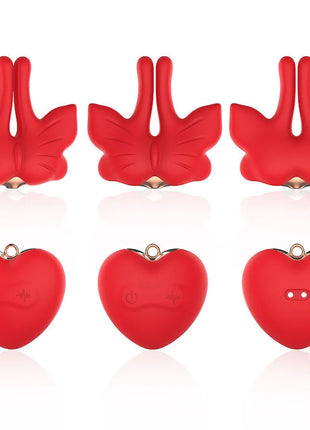 ARMONY - MAGNETISCHE NIPPELKLEMMEN MIT VIBRATION SCHMETTERLINGSFORM ROT