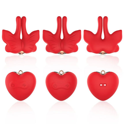 ARMONY - MAGNETISCHE NIPPELKLEMMEN MIT VIBRATION SCHMETTERLINGSFORM ROT
