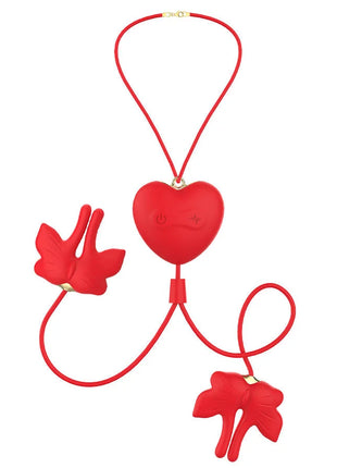 ARMONY - MAGNETISCHE NIPPELKLEMMEN MIT VIBRATION SCHMETTERLINGSFORM ROT
