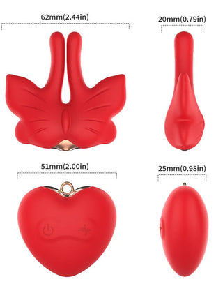 ARMONY - MAGNETISCHE NIPPELKLEMMEN MIT VIBRATION SCHMETTERLINGSFORM ROT