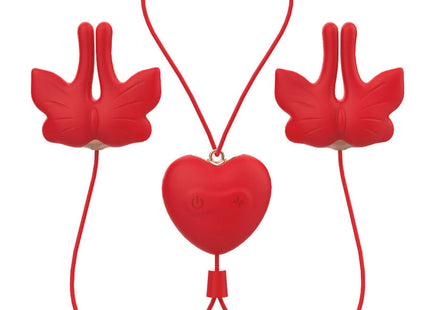 ARMONY - MAGNETISCHE NIPPELKLEMMEN MIT VIBRATION SCHMETTERLINGSFORM ROT