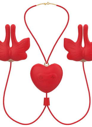 ARMONY - MAGNETISCHE NIPPELKLEMMEN MIT VIBRATION SCHMETTERLINGSFORM ROT