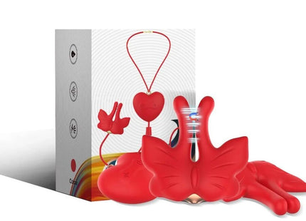 ARMONY - MAGNETISCHE NIPPELKLEMMEN MIT VIBRATION SCHMETTERLINGSFORM ROT