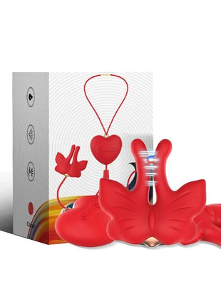 ARMONY - MAGNETISCHE NIPPELKLEMMEN MIT VIBRATION SCHMETTERLINGSFORM ROT