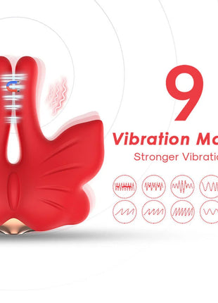 ARMONY - MAGNETISCHE NIPPELKLEMMEN MIT VIBRATION SCHMETTERLINGSFORM ROT