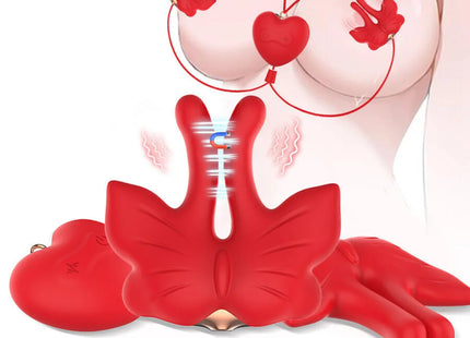 ARMONY - MAGNETISCHE NIPPELKLEMMEN MIT VIBRATION SCHMETTERLINGSFORM ROT