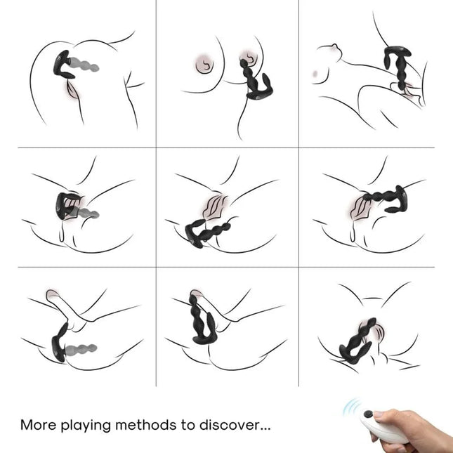 Schwarzer silikon vibrator und stimulator anal plug mit segmentiertem design und fernbedienung von armony manfun