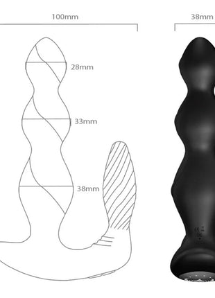 Schwarzer silikon analplug armony manfun mit segmentiertem wellen design und rundem fuß mit fernbedienung