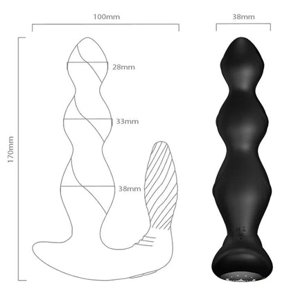 Schwarzer silikon analplug armony manfun mit segmentiertem wellen design und rundem fuß mit fernbedienung