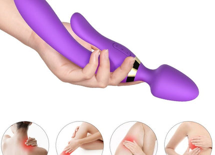 Geri dualkopfvibrator aus lila silikon mit gold- und schwarzen akzentbändern arMony massager & vibrator kaninchen lila