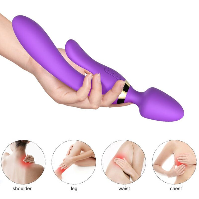 Geri dualkopfvibrator aus lila silikon mit gold- und schwarzen akzentbändern arMony massager & vibrator kaninchen lila