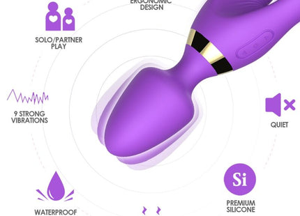 Armony massager und vibrator kaninchen lila aus silikon mit goldakzenten und ergonomischem doppelkopfdesign