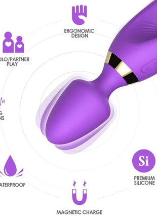 Armony massager und vibrator kaninchen lila aus silikon mit goldakzenten und ergonomischem doppelkopfdesign
