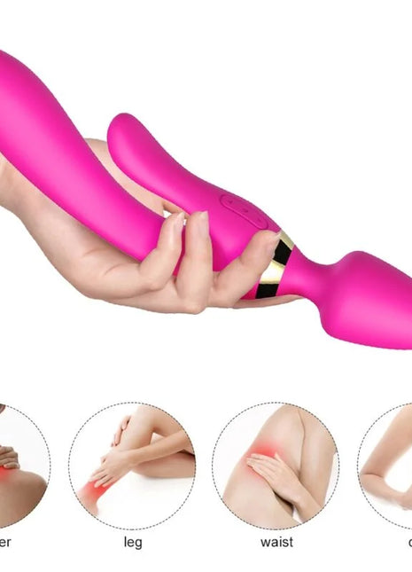Vibrant pink silikon dual-kopf vibrator mit gold-akzentuierter steuerung armony massager rabbit fuchsia