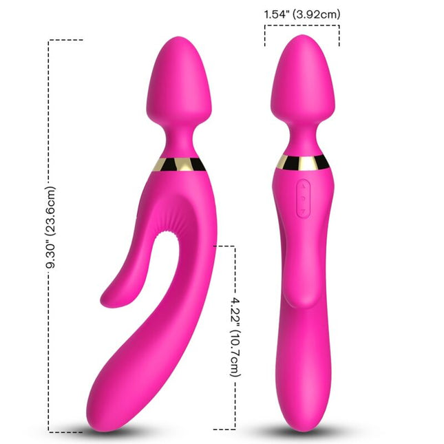 ArmonY massager und vibrator rabbit fuchsia, vibrierender stab mit leuchtend pinkem silikon und goldakzent