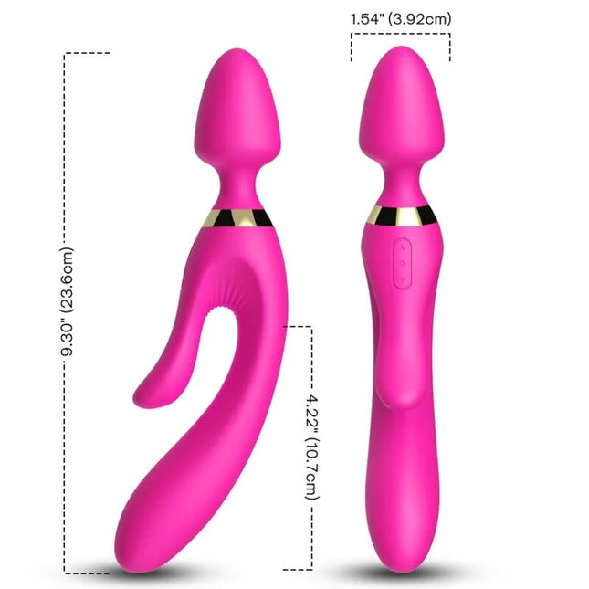 ArmonY massager und vibrator rabbit fuchsia, vibrierender stab mit leuchtend pinkem silikon und goldakzent