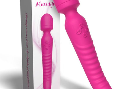 Vibranter pinker silikon massager mit texturiertem griff und bedienknöpfen armony mission massager wärmeeffekt