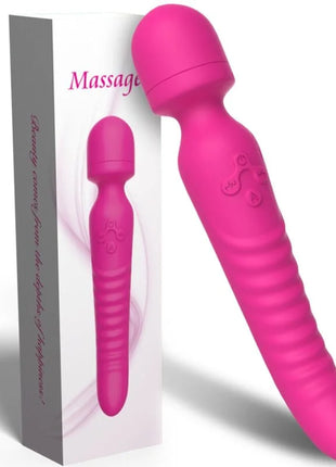 Vibranter pinker silikon massager mit texturiertem griff und bedienknöpfen armony mission massager wärmeeffekt