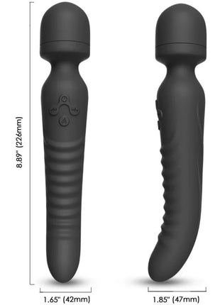 Schwarzer silikonummantelte armony mission massager vibrator mit texturiertem griff und bedientasten wärmeeffekt