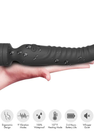 Schwarzer silikonmasturbator harmony mission massager mit strukturierter oberfläche und wärmeeffect tropfen