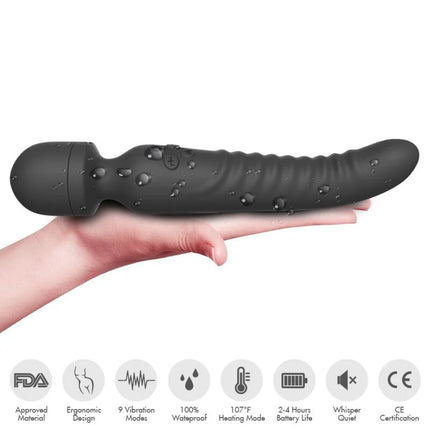 Schwarzer silikonmasturbator harmony mission massager mit strukturierter oberfläche und wärmeeffect tropfen