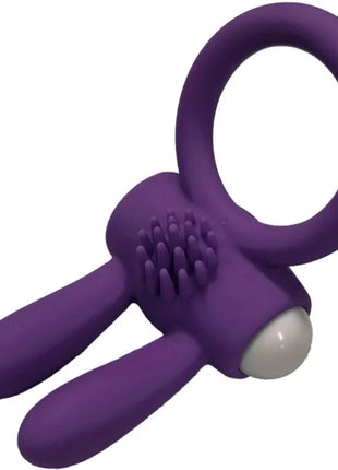 Armony mr bunny vibratorring silikon lila mit weißer kugelspitze und borstenstruktur auf der rückseite