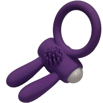 Armony mr bunny vibratorring silikon lila mit weißer kugelspitze und borstenstruktur auf der rückseite